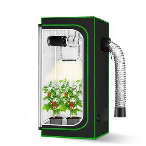 lot 13969 image: MELONFARM 2x2 Grow Tent, 24x24x48 High Reflective 600D Diamond Mylar Canvas with Observation Window and Floor Tray for Hydroponic Indoor Plant Growing
