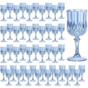 lot 13971 image: HTTBEIZI 7OZ Plastic Wine Glasses, Reusable Vintage Goblets Unbreakable Drinking Glasses Crystal Water Cups Champagne for Wedding, Parties (48, Blue)