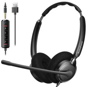 lot 14041 image: Rownfusny USB Headset with Microphone for PC, Computer Headset with Microphone Noise Canceling Mic for Laptop Call Center Wired Headset with Mic for Work Zoom Skype Teams from Office Home (Black)