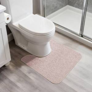 lot 14048 image: Bosap Toilet Rugs U Shaped Bathroom Rug,Machine Washable Non Slip Quick Dry Super Absorbent Ultra Thin Toilet Mats for Bathroom Toilet.Beige,18x2(20x24inch)