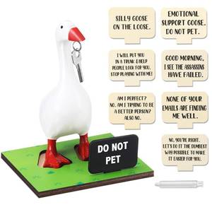 lot 14051 image: Relaxweex 10 Pcs Magnetic Goose Key Holder Wooden Base with Interchangeable Signs Writable Signs Chalk Accessories for Magnetic Key Holder Cute Resin Statue Decor(Goose Not Included) (Lovely)