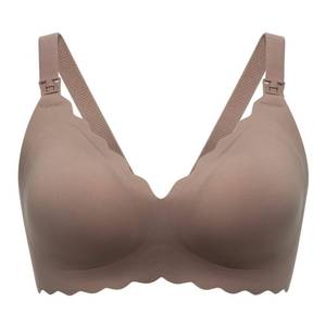 lot 14054 image: Momcozy Nursing Bras for Breastfeeding, Medium Seamless Pregnancy Maternity Bra Wireless Classic Jelly Strip Support Nursing Bra Dark Brown