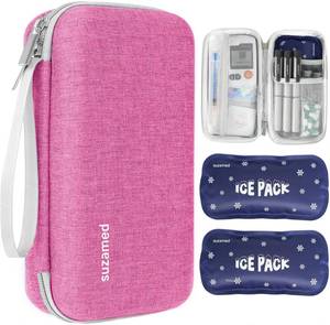 lot 14062 image: suzamed Insulin Cooler Travel Case,EVA Insulation Travel Medicine Kit with 2 Ice Packs for Diabetes Care,Insulin Pen and Other Diabetic Supplies (Pink)