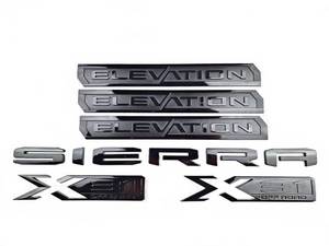 lot 14093 image: 6Pcs Elevation Sierra Bed X31 Emblems Door Rear Tailgate Badge Nameplate Compatible with 2019-2025 Sierra 1500 (Glossy Black)