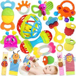 lot 14111 image: Baby Rattles 0-6 Months Baby Toys 6-12 Months Infant Toys 0-3 Months Newborn Toys Teething Toys 3-6 Months - Baby Teether Wrist Socks Gifts for Boy Girl