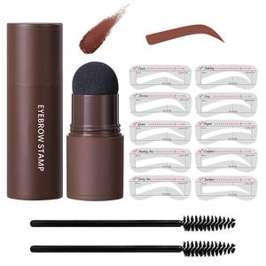 lot 14113 image: Eye-Brow Stamp Stencil Kit, Waterproof Brow Stamp Shaping Kit Eyebrow Definer, Eyebrow Filling Powder Stamp, Women Makeup Tools with 10 Reusable Eyebrow Stencils, 2 Eyebrow Brushes(Natural Brown)