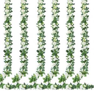lot 14122 image: Sggvecsy 6Pcs 46.5Ft Artificial Rose Vine Fake Flower Garland Floral Garland Faux Silk Hanging Vine Rose Ivy Vines for Wedding Arch Party Wall Garden Ceremony Background Outdoor Decor (White)