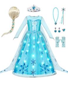 lot 14123 image: Spooktacular Creations Halloween Kids Ice Princess Dresses, Light-Up Princess Costume for Girls, Sequin Snowflake Long Cape Gown for Toddler Birthday, Halloween Dress-Up Party (3T, 3-4 yrs)