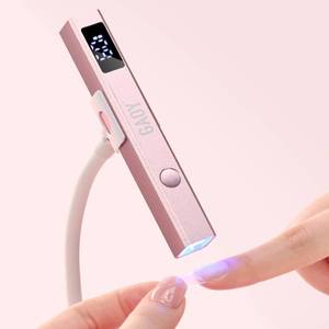 lot 14125 image: GAOY Cordless Nail Lamp with Stand, Mini Handheld UV Light with LCD Display for Gel Nails, Rechargeable USB Nail Dryer for Fast Curing, Rose Gold