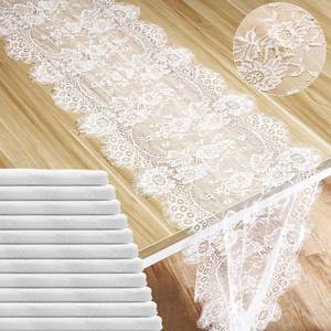 lot 14131 image: 12 Pack White Lace Table Runner 14 x 120 Inch Rustic Vintage Table Runner with Rose Embroidered Floral for Wedding Party Decor Boho Lace Tablecloth for Spring Easter Summer Kitchen Bridal Baby Shower