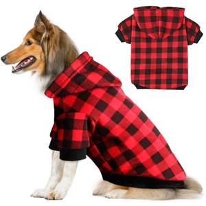 lot 14147 image: Plaid Dog Hoodie Sweatshirt Sweater for Extra Large Dogs Cat Puppy Clothes Coat Warm and Soft(XXL)