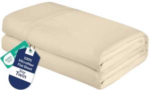 lot 14161 image: Royale Linens Twin XL Flat Sheet - Ultra Soft Brushed 1800 Microfiber Flat Sheets Only - Wrinkle Free & Stain Resistant - Hotel Quality Top Sheet for Bed (Twin XL, Sand)