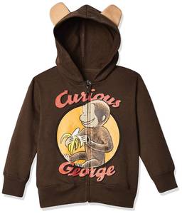 lot 14180 image: Curious George Little Boys Toddler Character Hoodie, Brown, 3T