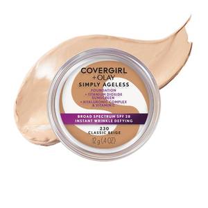 lot 14184 image: COVERGIRL Simply Ageless Instant Wrinkle Defying Foundation, SPF 28, Hyaluronic Complex & Vitamin C - 230 Classic Beige, Pack of 1