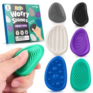 lot 14201 image: Fidget Toys Adults Sensory Stone 6 Pack Textured Worry Stone for Autism Kids Calming Down - Fidget Stress Toys for Stress Relief - Small Students Prizes Fidget Toys