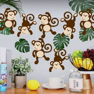 lot 14202 image: Qunclay Monkey Cutouts Jungle Party Decorations Monkeys Birthday Party Supplies Paper Safari Hanging Wall Decor Animal Print Supplies