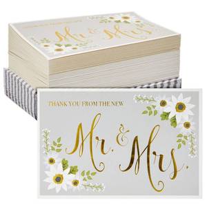 lot 14212 image: Wedding Thank You Cards with Floral Design