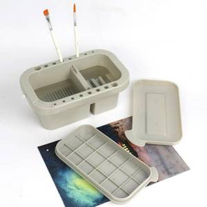 lot 14214 image: Paint Brush Cleaner, Paint Brush Basin with Brushes Holder, Washer,Trays, Paints Brush- Holder for Watercolor Oil Acrylic Gouache Painting (Slightly Cracked)