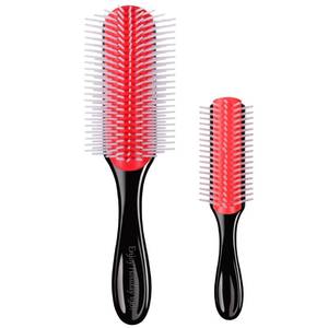 lot 14218 image: 2 PCS Hair Brush for Women Men Curly Wet or Dry Hair 9 Row 5 Row Classic Styling Brushes for Natural Thick Hair, Blow Separating, Shaping Defining Detangling Curls Tools Travel Bristle Black Hairbrush