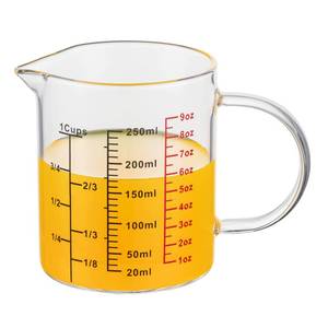 lot 14235 image: Ackers BORO3.3 Glass Measuring Cup-Insulated handle  V-Shaped Spout-Made of High Borosilicate Glass Measuring Cup for Kitchen or Restaurant, Easy to Read, 250 ML (8 Oz, 1 Cup)