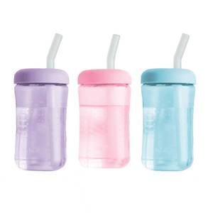 lot 14238 image: The First Years Squeeze & Sip Toddler Straw Cups - Squeezable Transition Sippy Cup with Silicone Straw - Toddler Feeding Supplies - PinkPurpleBlue - 7 Oz - 3 Count - Ages 6 Months and Up