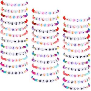 lot 14292 image: 36 Pcs Kids Galentines Friendship Bracelets for Girls Women Valentines Beads Bracelets Stretch Beaded Colorful Jewelry for Birthday Goodie Bag Stuffers Fillers School Gifts Party Favor(Simple Style)