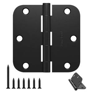 lot 14296 image: AmzGod Door Hinges Matte Black - 30 Pack Black Door Hinges 3.5 Inch Rounded Interior Door Hinge with 58 Radius Corners - Black Hinges for Doors 3 12 Inches Flat Iron Residential Door Hardware