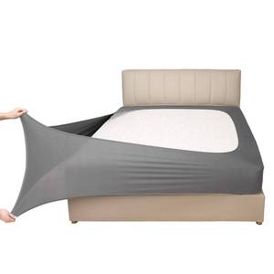lot 19208 image: Stretch Jersey Box Spring Cover Wrap Around, Bed Skirt Alternative, Ultra Soft & Wrinkle Resistant, QueenQueen XL, Light Gray