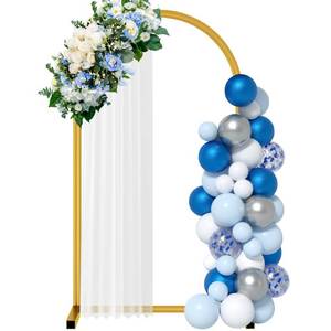 lot 19223 image: 6 ft Gold Metal Balloon Arch Stand, Arch Backdrop Stand with Stable Base,Easy-to-Install Wedding, Birthday, Baby Shower & Garden Party Decoration