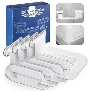 lot 19227 image: Bed Lock Sheet Holders Fit All Sheet Size, New Upgrade Sheet Straps Keep Sheets Firm & Tight, Bed Fitted Sheet Holder for Corners, Sheet Clips, Mattress Sheet Holder Strap, Sheet Secure Lock Fasteners