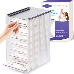 lot 19232 image: Freeze Organizer and Tower for Breastmilk Storage Bags, First-in First-Out Container Storing System with Quick-Freeze Tray to Freezing Breastmilk, Reusable and Breastfeeding Essentials