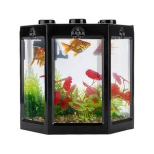 lot 19240 image: Zerodis Betta Aquarium Starter Kits, Small Aquarium Fish No Clean Corners Crystal-Clear for Fish-Loving Kids Betta Lovers for Home Office Decoration(Black)