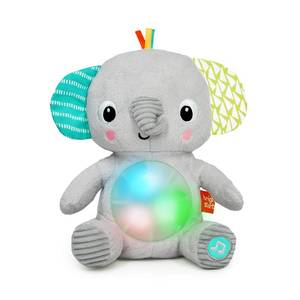 lot 19245 image: Bright Starts Hug-a-Bye Baby Elephant Stuffed Animal Musical Toy, Soft Toy Soother Plays Songs & Lights up, Newborn and up