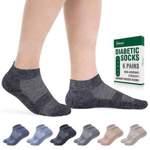 lot 20192 image: Bulinlulu Diabetic Socks for Men Women,6 Pairs Low Cut Non Binding Diabetic Socks,Ankle Seamless Socks for Men 6-9 9-12(Dark-Large)