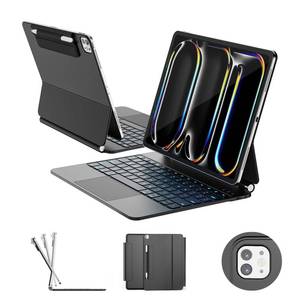 lot 20196 image: RAYMCRAFT for iPad Pro 13-inch Case with Keyboard (M5M4, 20252024), 11-Colors Backlight with Pencil Buckle, Stain-Resistant Surface, Magic Keyboard for iPad Pro 13-inch, Multi-Touch Trackpad, Black