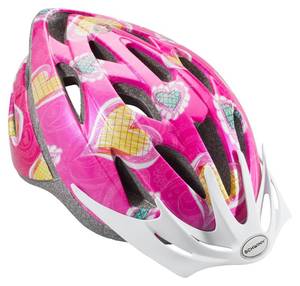 lot 20201 image: Schwinn Thrasher Kids Bike Helmet, Boys And Girls, Fits 50 - 54cm Circumference, Ages 5-8 Year Olds, Lightweight, Detachable Visor, CPSC Safety Certified, Child, PinkHearts