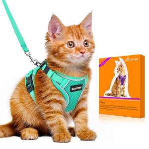 lot 20222 image: Halypet Cat Harness and Leash Set MAX Safety 4th-Gen Upgrade Escape Proof Adjustable Cat Leash Comfortable Soft Vest Easy to Wear Kitten Harness with Reflective Strip for Cats Walking, S Green