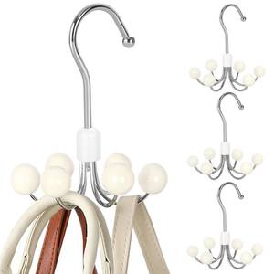 lot 20223 image: TOPIA HANGER Hoodie Hangers 4-Pack with 6 Wood Balls, 360°Swivel Purse Hanger, Scarf Hanger, Closet Hooks, Handbag Organizer, Bra Hanger, Accessory Organizers for Scarf, Tanktop, Hat, Hoodie CT57W
