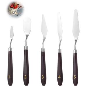 lot 20238 image: Nogeqi 5PCS Cake Cream Spatula, Stainless Steel Icing Frosting Spatula for Cake Decorating, Art Painting Baking Pastry Tool for Fondant Chocolate Cream Toner