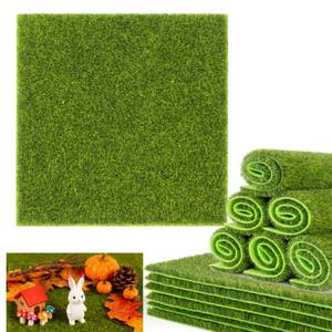 lot 20240 image: MAQIHAN Fake Grass Decor for Crafts - 6 PCS Artificial Grass Mat for Crafts Decoration for Miniature Turf Mat Grass DIY Fairy Garden Accessories 5.9x5.9 inch