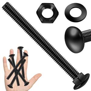 lot 20267 image: EASTPUK (5 Sets) 38-16 x 4 Carriage Bolts with Nuts and Washers, 304 Stainless Steel Round Head Square Neck 38 Carriage Bolts Screws, Full Thread Black Oxided for Outdoor