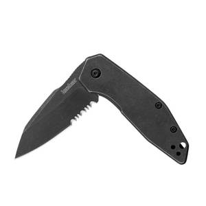 lot 20273 image: Kershaw Gravel Pocket Knife, Black, 2.5 Inch Stainless Steel Reverse Tanto Partially Serrated Blade, EDC with Assisted Opening, Reversible Pocketclip, Everyday Carry Pocket Knife for Men and Women