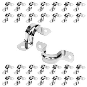 lot 20280 image: JDHGSHL 30Pcs 1 Inch Stainless Steel Conduit Clamps, 2 Hole Strap U Bracket Rigid Pipe Strap, Tension Clips U-Tube Clamp for Pipe Fixing on Various Surfaces