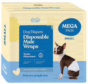 lot 11322 image: Comfortable Male Dog Diapers - 30-Pack Super Absorbent Disposable Male Dog Wraps- FlashDry Gel Technology, Wetness Indicator Doggie Diapers- Leakproof Belly Wraps for Incontinence, Excitable Urination