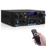 AK55 Stereo Audio Amplifier, 2.0 Channel 70W x2 Bluetooth 5.0 Home Theater Power Amplifier with BT/USB/AUX,Optical & Coaxial Inputs, FM Radio, MIC/Echo, AMP for Passive Speakers and Active subwoofer