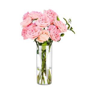 lot 9643 image: Guluto Clear Flower Vase, Non-breakable Vases, 5in. W x 16in. H, Acrylic Vase, Aesthetic Room Decor Cylindrical Modern Flower Vases for Table Centerpiece, Home Decor, Women Floral Arrangement Gift