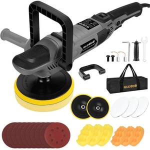 lot 9649 image: Qudodo Car Buffer Polisher, Pulidora De Autos 5 Inch7 Inch with 6 Variable Speed 600-3600rpm, Polishing Machine Kit with Detachable Handle & Buffing Pads, Pulidora for Car, Boat Sanding, Waxing