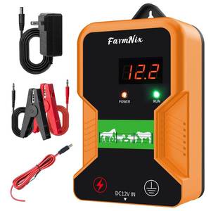 lot 9660 image: 12KV Electric Fence Charger with LED Indicator, 2 Joules Pulse Energy, 10 Miles Range, Prevents Wild Animals Intrusion for Livestock Poultry, Farm Animals, Pets, Ranches, Gardens