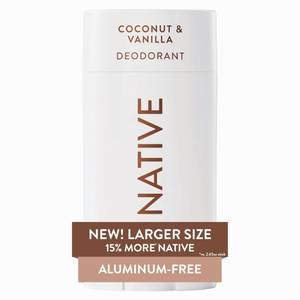 lot 10341 image: Native Aluminum Free Deodorant, Coconut & Vanilla, Large Size Stick, 72 Hour Odor Control, for Women & Men, Contains Naturally Derived Ingredients, 3.1 oz