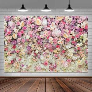 lot 10363 image: 7x5ft Pink Rose Floral Flower Wall Backdrop Girls Wedding Birthday Bridal Shower Kids Portrait Background Photoshoot Cake Table Tea Party Photoshoot Decorations Photo Studio Props